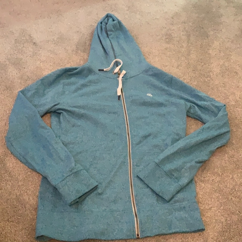 Blue and white speckled sweatshirt